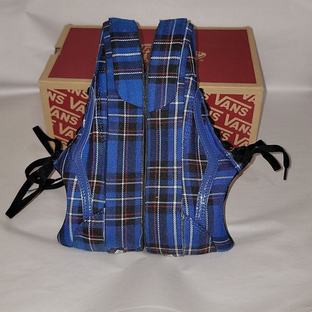 Vans Old Skool Platform Patent Plaid Blue Black Sneaker Shoes Women 5.5 Men 7 - Picture 13 of 15